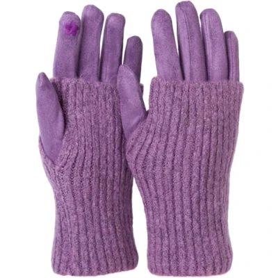 Imagen de styleBREAKER guantes de mujer tela para pantallas táctiles con puños punto amovibles, dedos, invierno 09010021, color:Lila