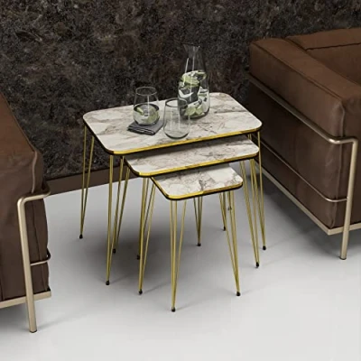Imagen de Set de 3 mesas nido rudkøbing aglomerado y metal 37x28