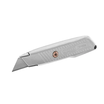 Imagen de STANLEY Cuchillo de Hoja Retráctil, Robusto Estuche Zinc, Sistema Interlock, Almacenaje Hojas en el Mango, Incluye 3 Cuchillas Repuesto, 0 10 299