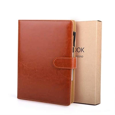 Imagen de Cuaderno de piel A5 BESTOO Recargable Hojas Sueltas para Negocios Conferencias Viajes Libreta 100 Páginas Grosor(Marrón)