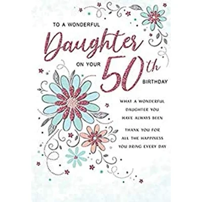 Imagen de Regal Publishing Modern Milestone Age C80765 Tarjeta de cumpleaños para hija 50 años, 9 x 6 pulgadas