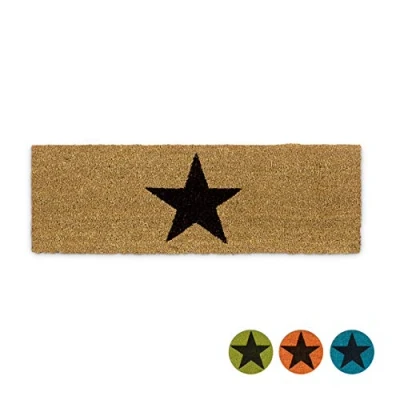 Imagen de Relaxdays Felpudo Estrella para la Entrada, 1.5 x 75 25 cm, Fibra de Coco y PVC, Antideslizante, Color Natural, 1,5 cm