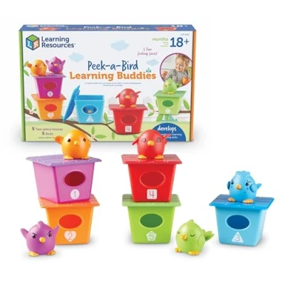 Imagen de Learning Resources Pajaritos didácticos Peek a Bird, Actividades para niños pequeño, Juguetes Set de Juegos Aprender los Colores, 15 Piezas, 18+ Meses (LER6812)