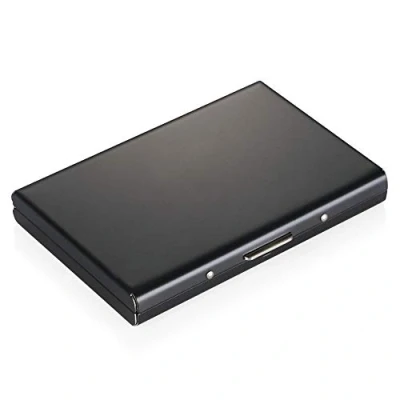 Imagen de Vicloon Tarjetero para Tarjetas de Crédita/Visita/Monedero,Delgado Portatarjetas Metálico con RFID Bloqueo y 6 Ranuras PVC, Hombre Mujer(Negro)