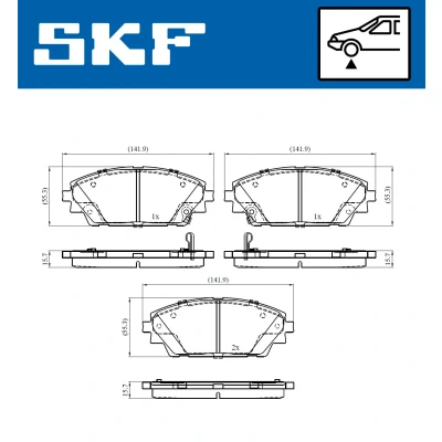 Imagen de SKF VKBP 80341 A Juego de pastillas freno con avisador acústico desgaste MAZDA: 3 Furgón / Hatchback