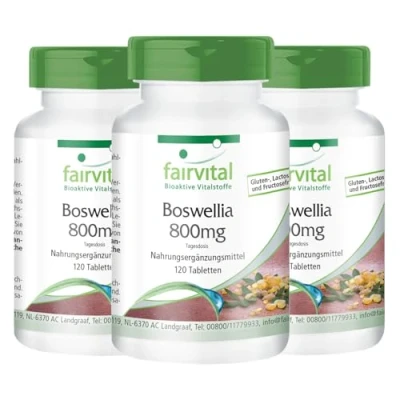 Imagen de Fairvital Extracto de Boswellia 400mg Serrata VEGANO 65% Ácidos Boswéllicos 360 Comprimidos (120 x 3) Calidad Alemana