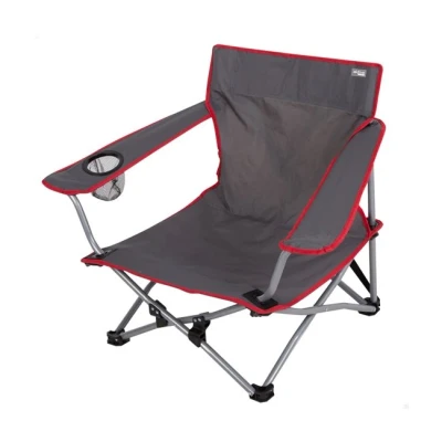 Imagen de AKTIVE Silla Camping Plegable, 49 x 46 60 cm, Asiento bajo, Posavasos, Topes antivuelco, Soporta 110 kg, Estructura Acero, Tejido poliéster, Asa de Hombro, Plegado acordeón (63060)