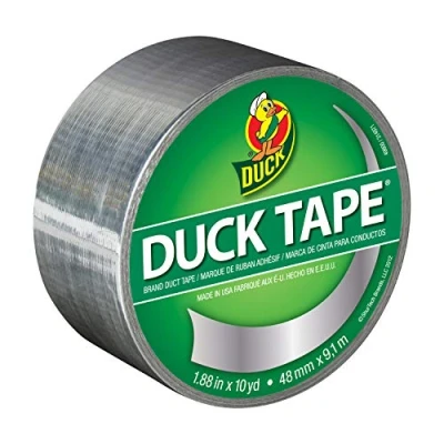 Imagen de Duck Cinta adhesiva de tela color plateado cromado para reparación, manualidades, personalización, decoración y material educativo, 48 mm x 9,1 m