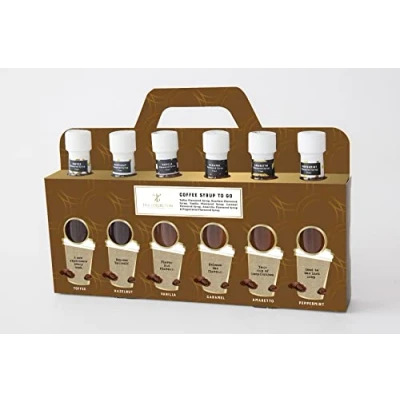Imagen de juego de regalo jarabe café de, 6 x 75 ml, sabores surtidos para vainilla, caramelo, avellana, amaretto, menta, amantes del