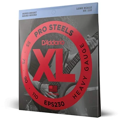 Imagen de D&#039;Addario EPS230 XL ProSteels Pesado (.055 .110) Electric Bass Guitar Strings, Escala larga