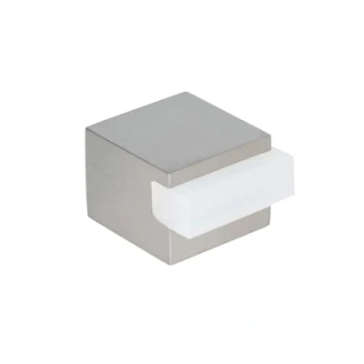 Imagen de EVI Herrajes Tope de Puerta Adhesivo 25 x mm Goma Blanca Silicona Natural Cuadrado Acero Inoxidable Gran Adhesión 100% Funcional Mod. 197/25 B