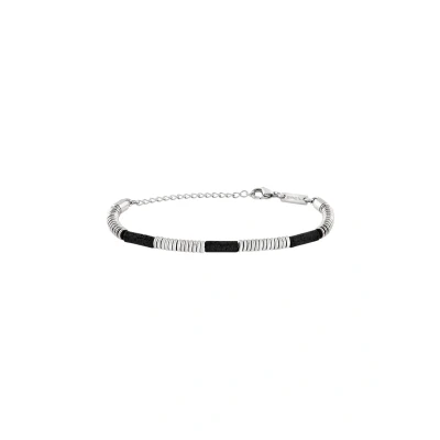 Imagen de Breil Joya TJ3875 colección Fusion, pulseras de hombre acero color plata, negro, talla 22 con lapislázuli