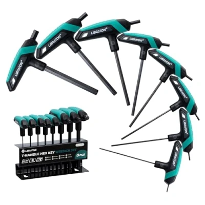 Imagen de LIBRATON Juego de Llaves Hexagonales con Mango en T, Allen Métrica, T 2 10 mm para Reparación Bicicletas y Automáticas, 8 Piezas Estante Almacenamiento