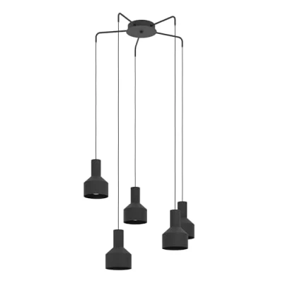 Imagen de Eglo lámpara de suspensión Casibare, 5 luces industrial, monocromática, iluminación metal en negro, luz salón colgante, casquillo E27