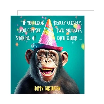Imagen de Edition Seidel tarjeta de cumpleaños cuadrada premium con sobre, felicitación Happy Birthday Billet, para hombre, mujer, adolescente, niños, refranes geniales, mono, humor, divertido