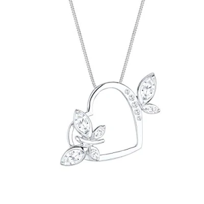 Imagen de Elli Damen collar con colgante de mariposas corazón 925 plata blancos Marquesa 0110810314_45