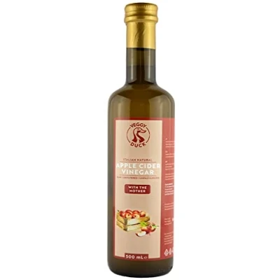 Imagen de Veggy Duck Vinagre de Sidra Manzana Natural Italiano con la Madre (500ml) Puro Sin Filtrar Pasteurizar OMG