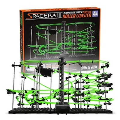 Imagen de CKB LTD SpaceRail Nivel 4 Pista para canicas Movimiento perpetuo Roller Coaster Montaña Rusa, Gadget Que Brilla en la Oscuridad, Kit de construcción Pistas mármol Bricolaje, Luminoso