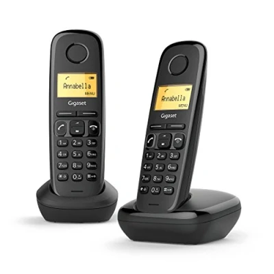 Imagen de Gigaset A170 Duo Téléphone fixe sans fil DECT/GAP Noir Teléfono (Teléfono DECT, Terminal inalámbrico, Altavoz, 50 entradas, Identificador de llamadas, Negro)[Versión francesa]