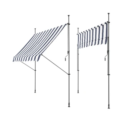 Imagen de Toldo articulado con armazón 300 x 120 220 309 cm Enrollable terraza balcón Protector de Sol Parasol Azul Oscuro y Blanco