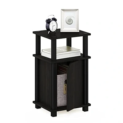 Imagen de Furinno Brahms Mesita auxiliar, 3 niveles, con puerta, color negro (Espresso) y