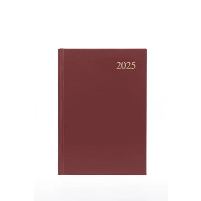 Imagen de Collins Essential agenda de negocios 2025, semanal A5 con tapa dura grano cuero, color granate, ESSA53.78 25