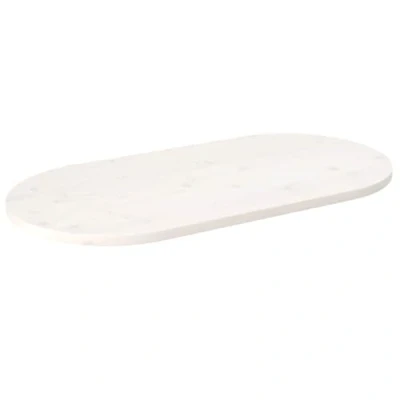Imagen de vidaXL Tablero de Mesa Ovalado Madera Maciza Pino Blanco 100x50x2,5 cm