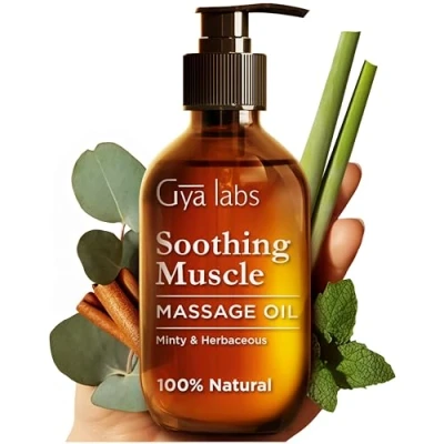 Imagen de Gya Labs Aceite de masaje relajante y sensual para terapia cálido calidad spa parejas Infundido con menta canela cuerpo completo dolor muscular (200 ml)