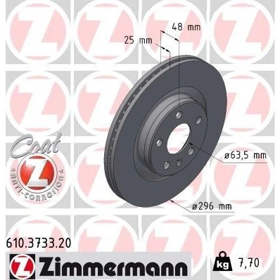 Imagen de ZIMMERMANN 610.3733.20 Disco de freno 296 25 6/5 5 108 ventilación interna revestido VOLVO: XC40
