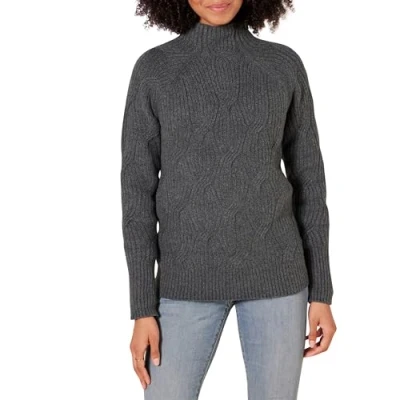 Imagen de Amazon Essentials Jersey Trenzado de Cuello Chimenea y Suave al Tacto Mujer, Carbón Mezcla, L