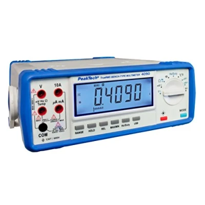 Imagen de PeakTech 4090 Multímetro de mesa digital RMS, pantalla LCD, 22000 cuentas, probador continuidad, USB, software para PC, funcionamiento con batería, prueba voltaje EN 61010 1; CAT I 600 V