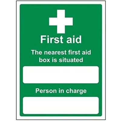 Imagen de vsafety 31010 an r &quot;El más cercano primeros auxilios Caja Is Situado&quot; General señal, plástico rígido, vertical, 150 mm x 200 mm), color verde