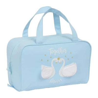 Imagen de Glowlab CISNES Neceser Rectangular con Asa, Infantil, Adaptable a Carro, Ideal para Niños de 5 14 Años, Cómodo y Versátil, Calidad Resistencia, 31x14x19 cm, Color Azul Claro