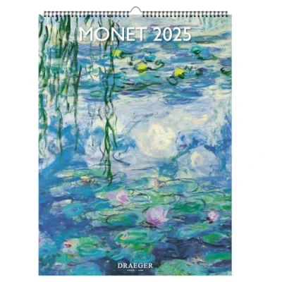Imagen de DRAEGER PARIS Calendario decorativo de pared 29 x 39 cm 2025 7 idiomas Enero a diciembre 12 fotografías disponibles en varios temas Monet Planificador Foto desmontable