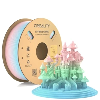 Imagen de Creality Official Hyper PLA Filament Arco iris 1KG, Filamento para Impresoras 3D Impresión de Alta Velocidad, Suave, Rendimiento Voladizo Precisión Dimensional +/ 0.03mm, 2.2lbs/Spool