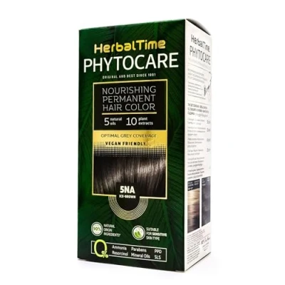 Imagen de Herbal Time Phytocare Tinte Permanente para el Cabello Color Marrón Frio 5NA Kit Natural Pelo Profesional Nutre y Protege Tu Sin Amoníaco, PPD SLS 124.5 ml