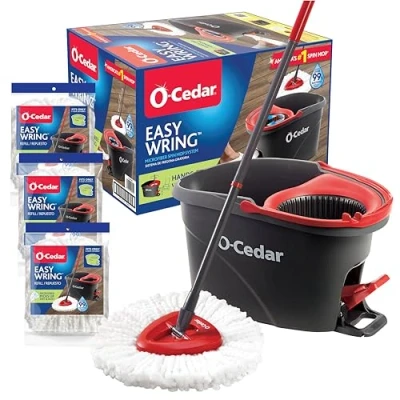 Imagen de O Cedar Sistema EasyWring, Cedro, Multicolor, trapeador Giratorio y Cubo con 3 recambios adicionales