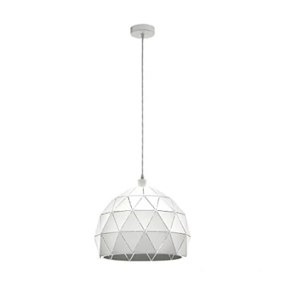 Imagen de Eglo ROCCAFORTE Iluminación de suspensión Montaje flexible Blanco E27 60 W suspensión, flexible, Blanco, Acero, II, 1 bombilla, s