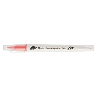 Imagen de Pentel SESW30C T135E Brush Sign Pen Bolígrafo de doble punta fibra con dos puntas escritura flexibles, tinta a base agua, coral, paquete 1, ocre dorado
