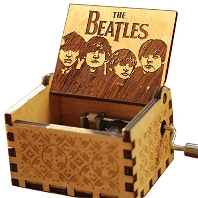 Imagen de Cuzit Caja musical de madera con manivela mano The Beatles Let it Be