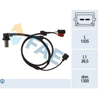 Imagen de FAE 78059 Sensor de ABS Eje delantero inductivo 2 1035 AUDI: A6 C5 Berlina, Avant