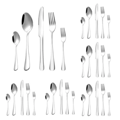 Imagen de Juego de Cubiertos para 6 Personas, acero Inoxidable 30 Pieza, Set con Cuchillo, Tenedor, Cuchara, Inoxidable, Apto lavavajillas, Pulido Brillante