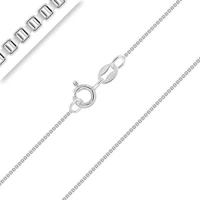 Imagen de PLANETYS Cadena de Plata Ley 925 Rodiada Malla Veneciana 1 mm ancho 65 cm longitud