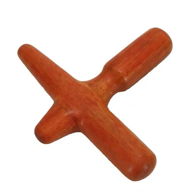 Imagen de Herramienta tradicional tailandesa de masaje manos y pies en forma X, punto prensa, madera roja
