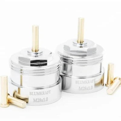 Imagen de BLUMKRAFT Lote de 2 adaptadores metal para radiadores M28 x1.0 M30x1.5 compatible con Vama, Orkli. Válvula termostática M30 M28F M30M