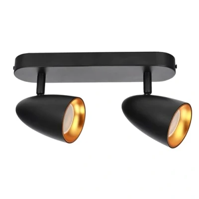 Imagen de EDO, Lámpara de techo OVO 2 Oro Negro, lámparas para salón, lampara techo, led plafón 2xGU10, IP20, plafon cocina EDO777239