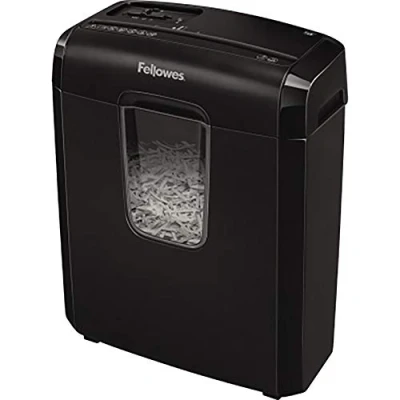 Imagen de Fellowes 6C Trituradora de Papel, Corte en partículas, destruye hasta 6 Hojas, destructora Folios Uso Personal, Papelera 11L, Nivel Seguridad DIN P4, Color Negro