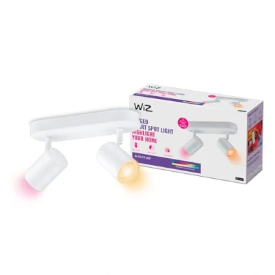 Imagen de WiZ Lámpara inteligente Imageo, 2 Focos LED Inteligentes, Luz Blanca y de Colores, con tecnología SpaceSense compatible Alexa Google Home, Color Blanco [Clase eficiencia energética G]