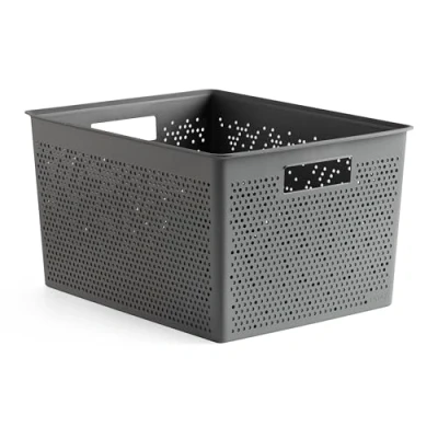 Imagen de Tatay Caja Organizadora Rectangular 20L Bohol, de Polipropileno, Libre BPA, Plástico 100% Reciclado. Gris Antracita. Medidas 30 x 39 21,5 cm