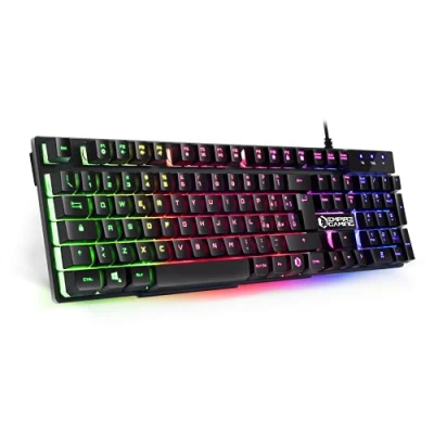 Imagen de Empire Gaming Tastiera K300 QWERTY Italiana 105 Tasti Semimeccanica Retroilluminazione LED RGB 19 Keys Anti ghosting 12 Scorciatoie multimediali USB con Filo